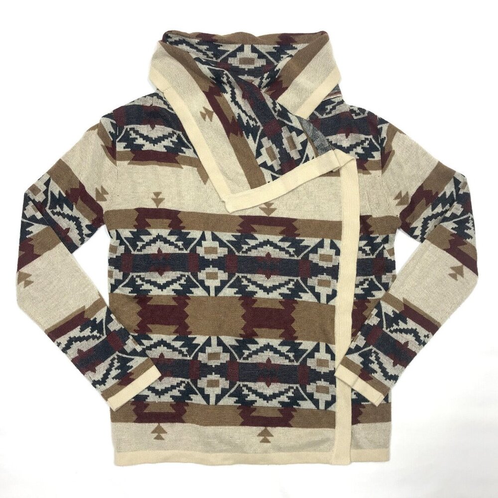 Under Skies Aztec Southwest Boho Geometric Knit Cardigan Sweater Shawl Womens SM